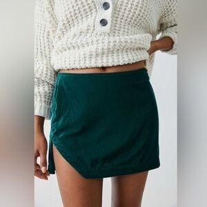 Free People Velvet Dark Green Mini Skirt
